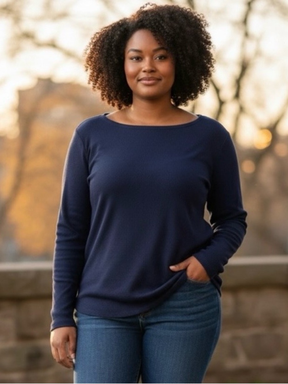 Eileen Fisher Midnight Blue Long Sleeve Top